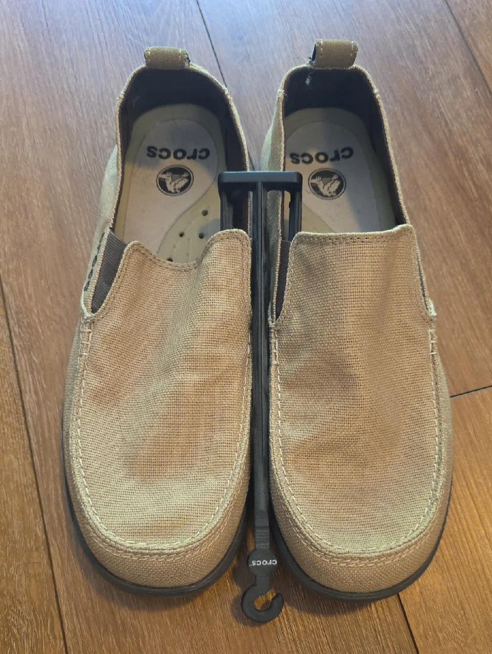 CROCS Men's Tan Slip-On Canvas Loafers